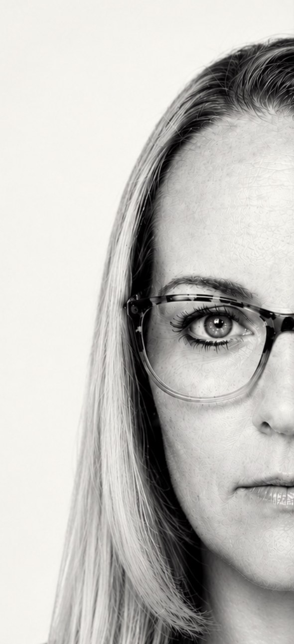 Black and white portrait of Christina.